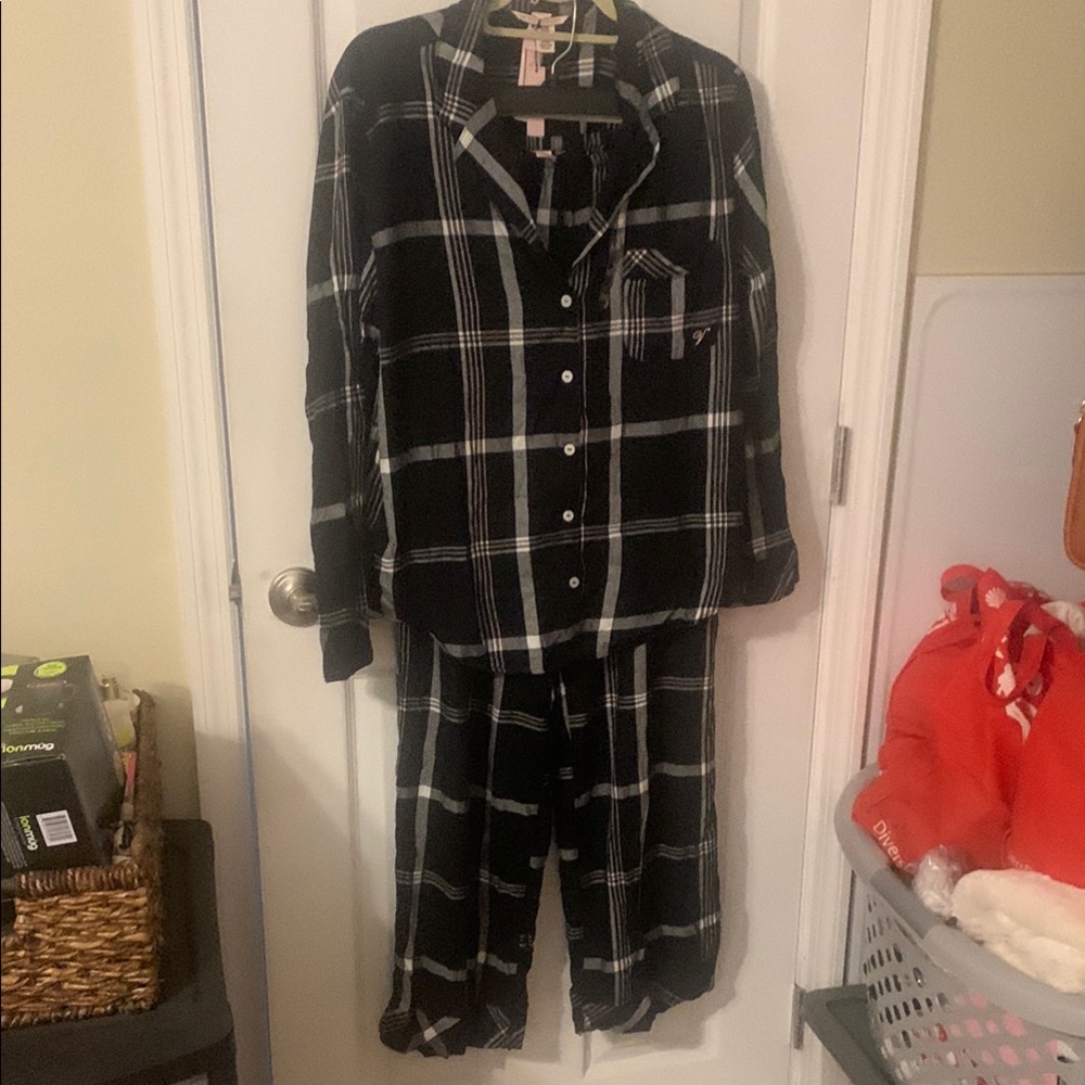 Plaid Black and White Pajama Set